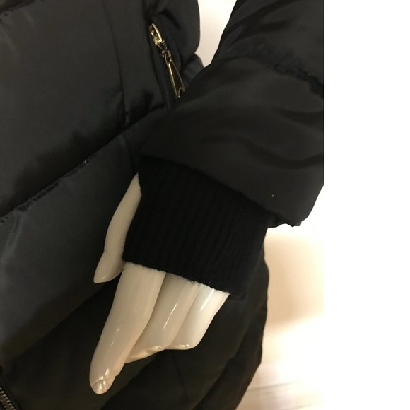 Black Long Coat Jacket Puffer Removable Hood Faux Fox Fur Fall Winter NWOT - Picture 5 of 6